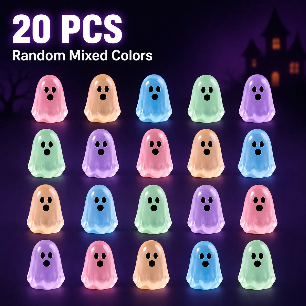 Glow In Dark Cute Ghost Resin Bead Set, Random Pattern Luminous Decorative Charms 👻