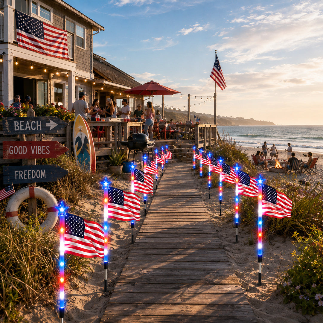 Limited 250th Anniversary Solar American Flag Lights – 8PCS Patriotic Driveway Path Lights(50% OFF)
