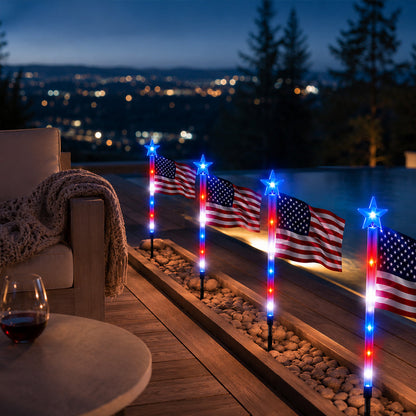 Limited 250th Anniversary Solar American Flag Lights – 8PCS Patriotic Driveway Path Lights(50% OFF)