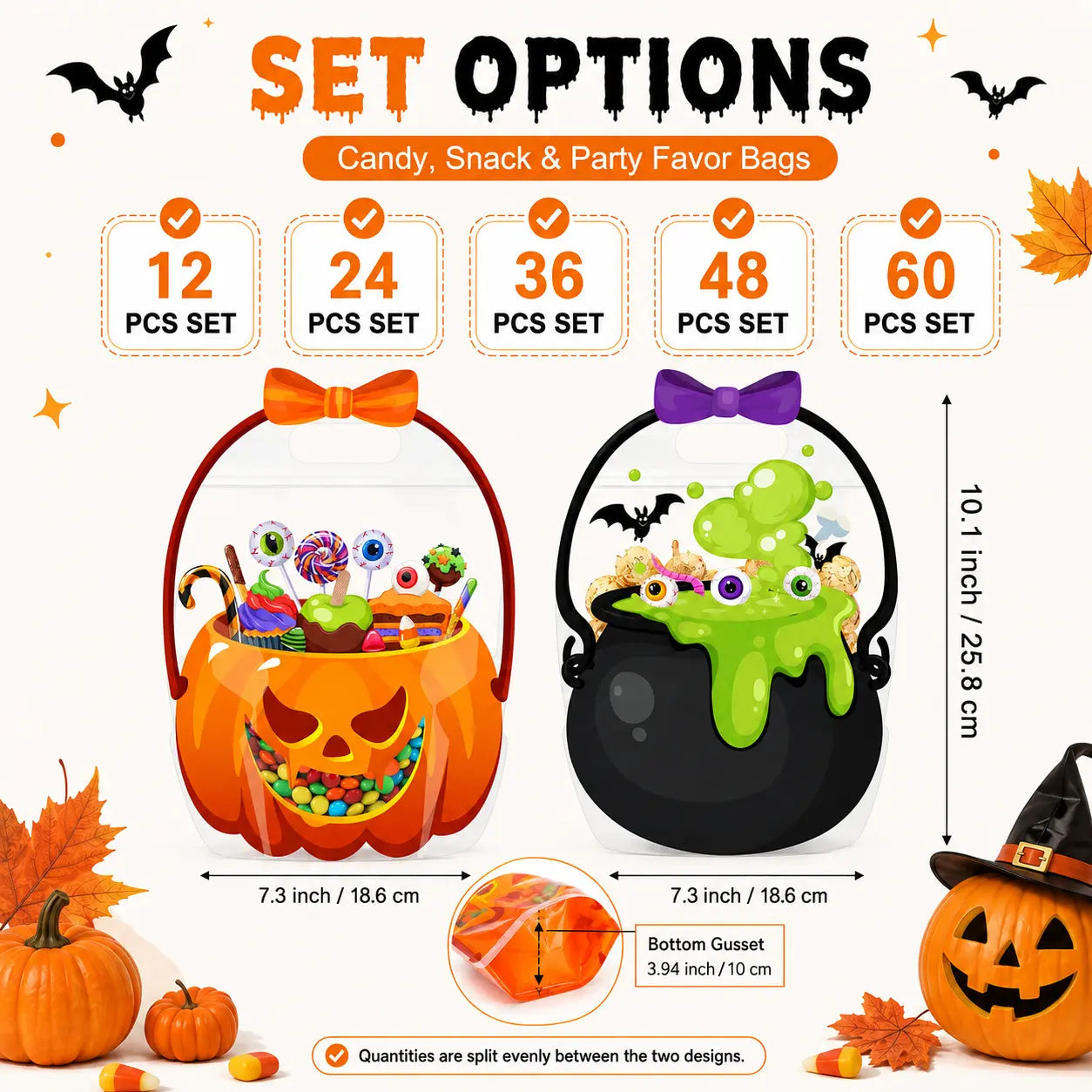 🎃 Halloween Treat Bags with Handles 🍬