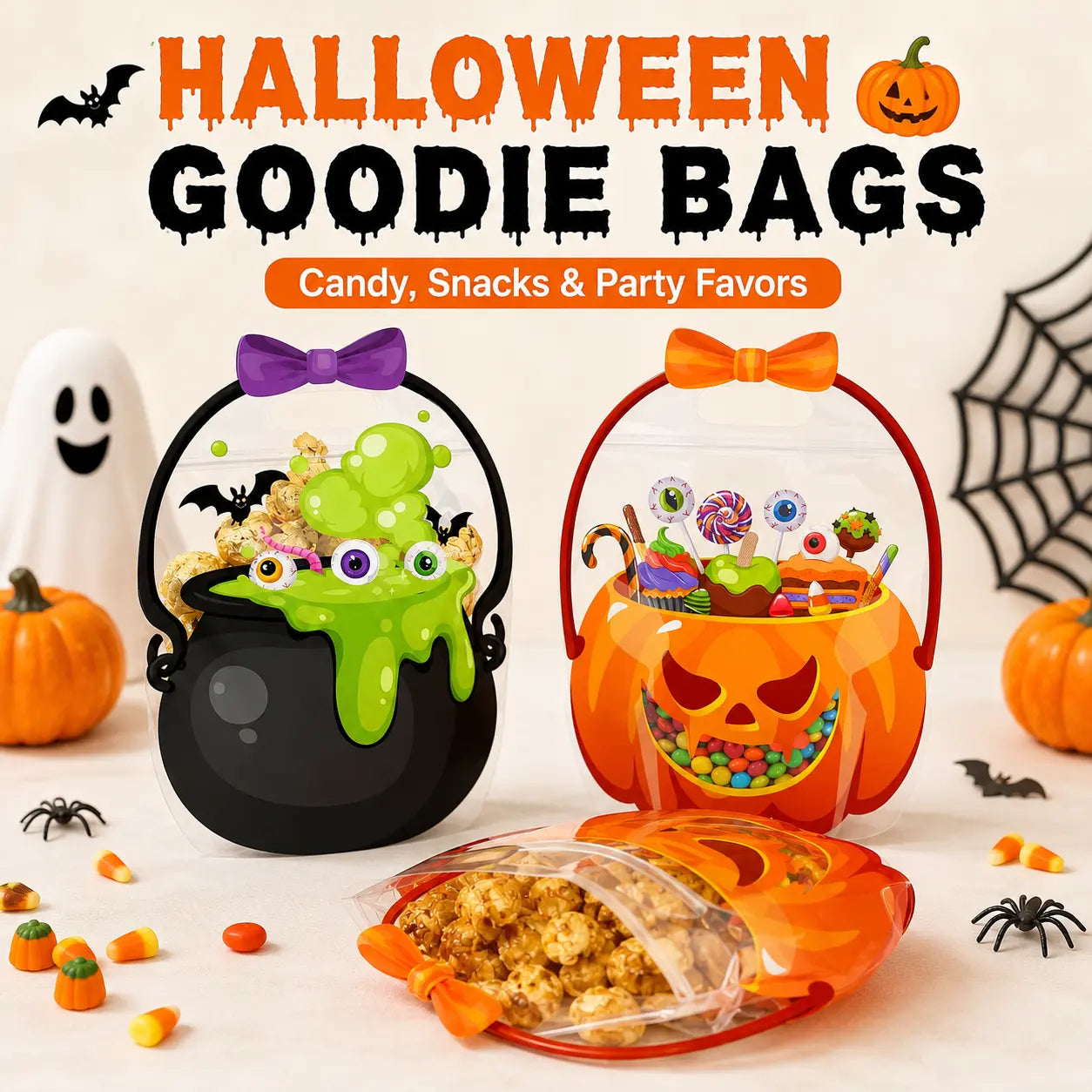 🎃 Halloween Treat Bags with Handles 🍬