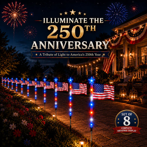 Limited 250th Anniversary Solar American Flag Lights – 8PCS Patriotic Driveway Path Lights(50% OFF)