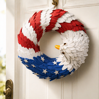 🔥Let Pride Soar at Your Door: The 3D Patriotic Eagle Wreath