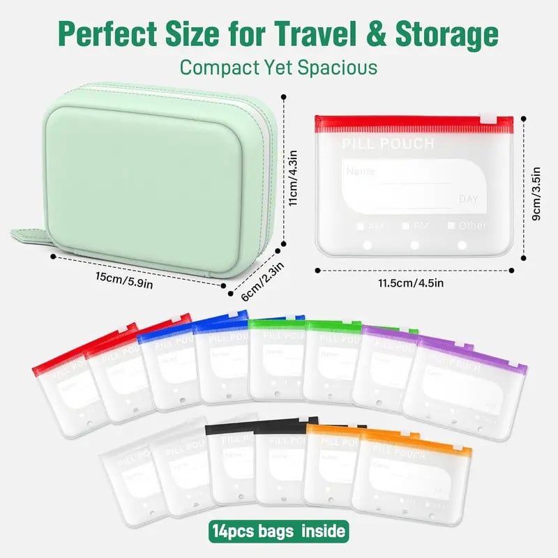 🏆Last Day Promotion 49% OFF💊A8 Waterproof Pill Pouch Set – 7 to 14 Days of Meds & Vitamins💧Waterproof & Crush-Resistant Shell