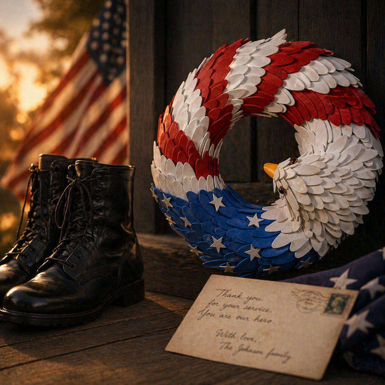 🔥Let Pride Soar at Your Door: The 3D Patriotic Eagle Wreath