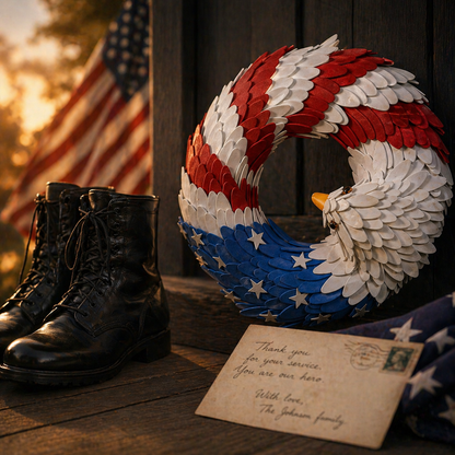 🔥Let Pride Soar at Your Door: The 3D Patriotic Eagle Wreath