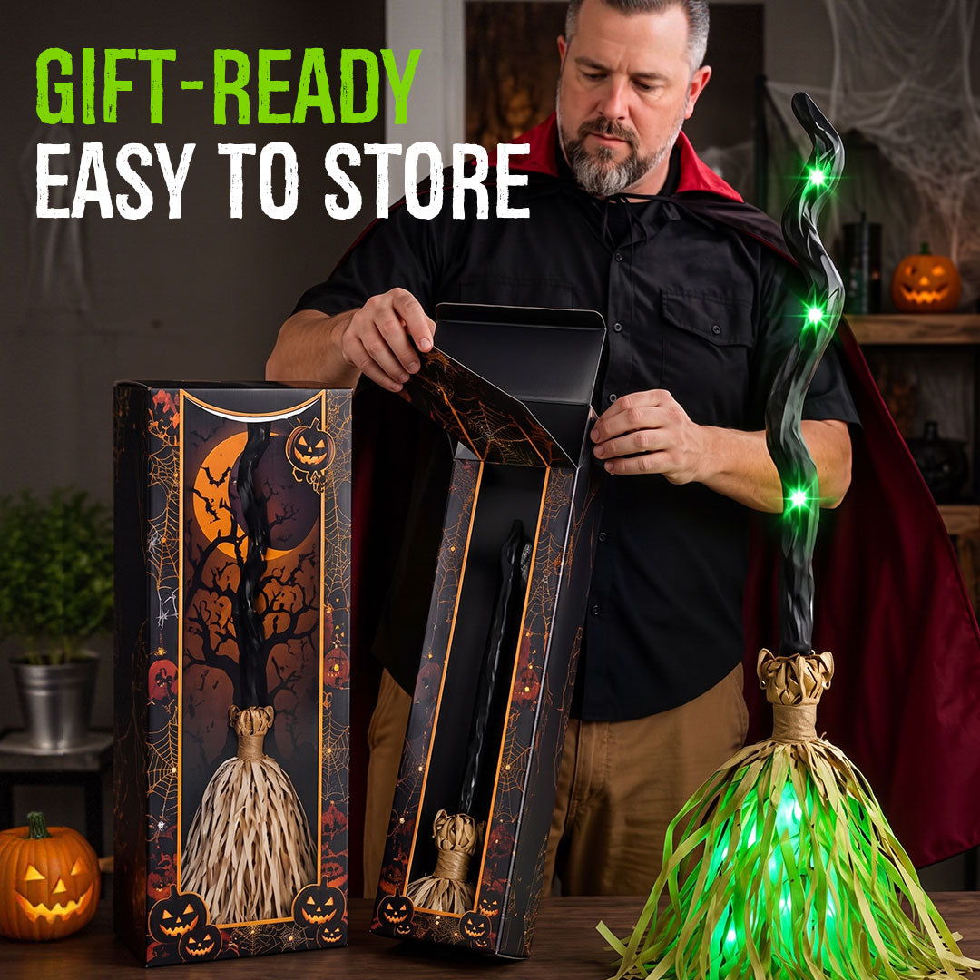 ⭐Animated Moving Witch Broom Light‑Sound‑Motion