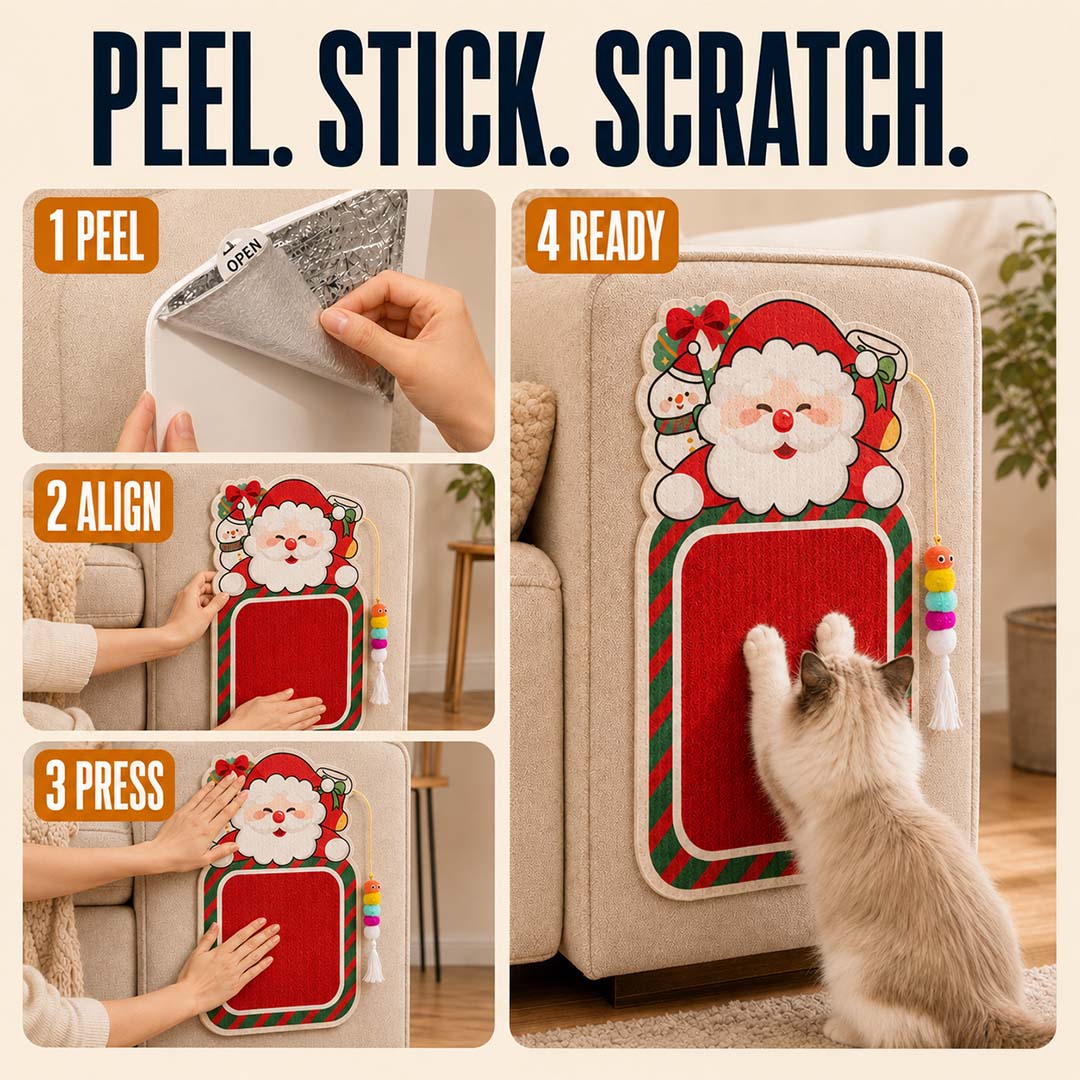 Wall-Mounted Cat Scratcher – Space-Saving Design & Hanging Toy
