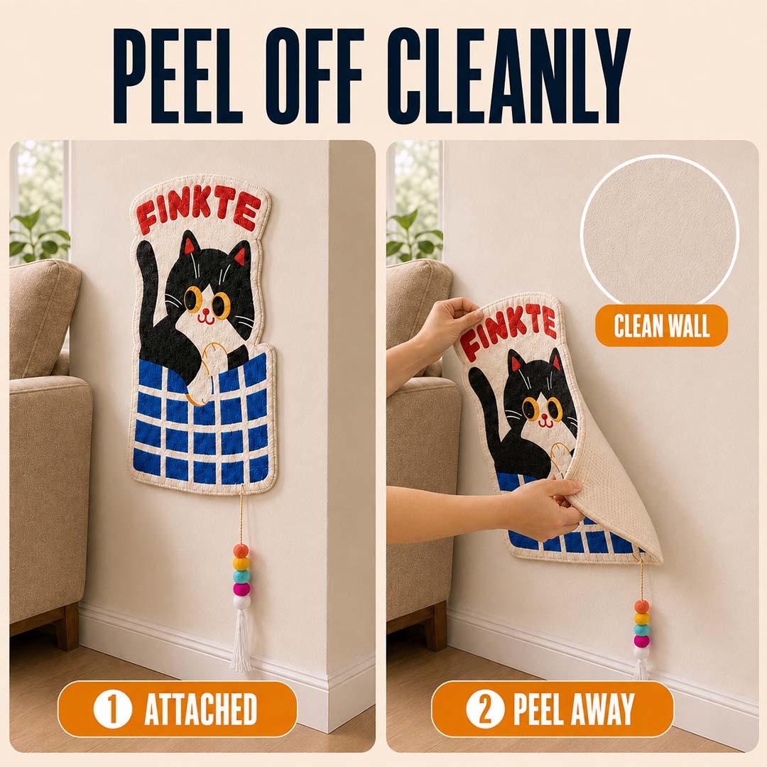 Wall-Mounted Cat Scratcher – Space-Saving Design & Hanging Toy