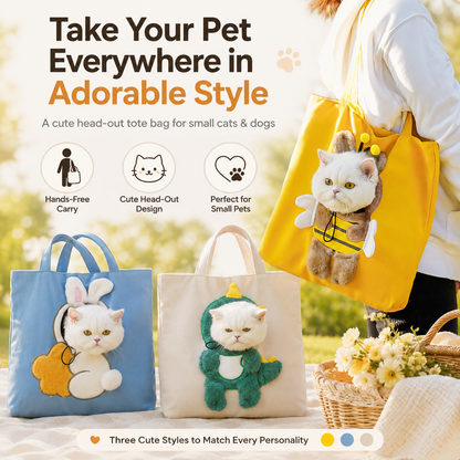 Viral Head-Out Pet Carrier Tote – Cute Shoulder Bag for Cats & Small Dogs
