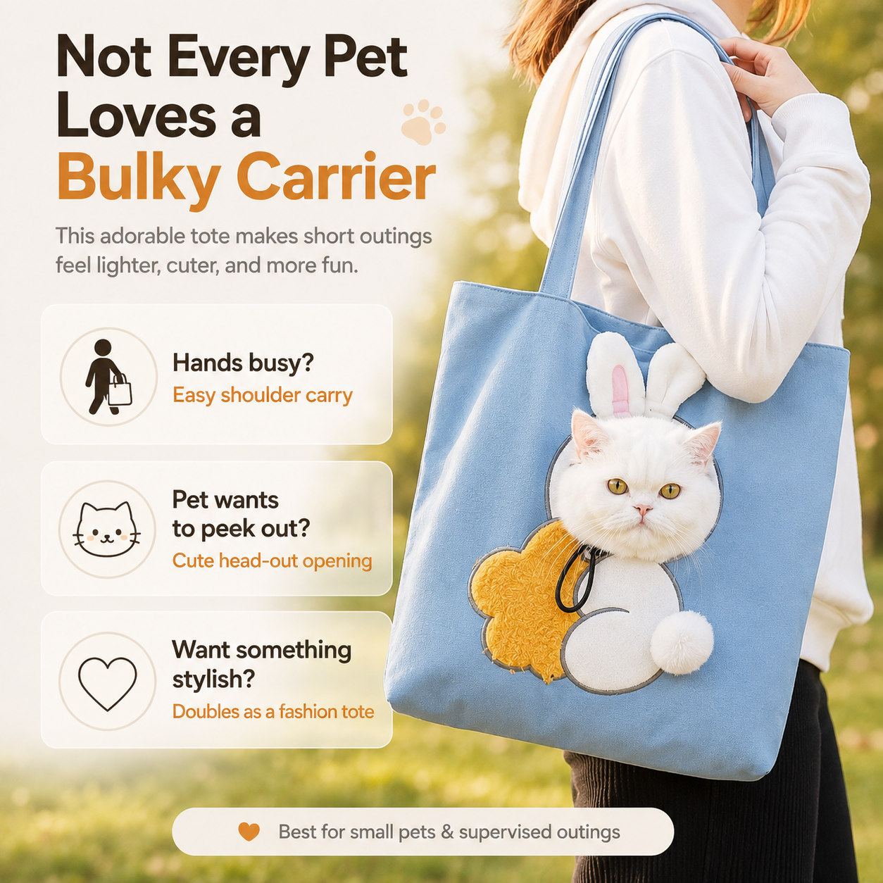 Viral Head-Out Pet Carrier Tote – Cute Shoulder Bag for Cats & Small Dogs
