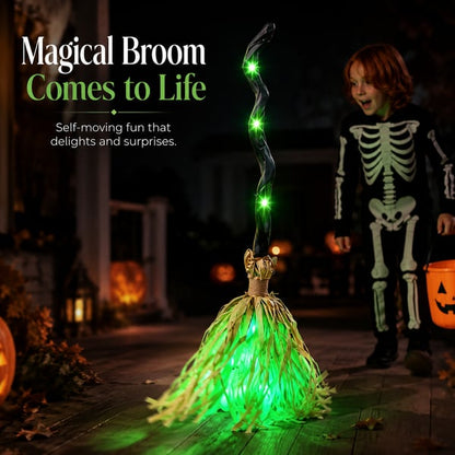 ⭐Animated Moving Witch Broom Light‑Sound‑Motion