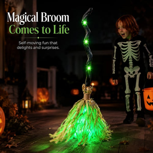 ⭐Animated Moving Witch Broom Light‑Sound‑Motion