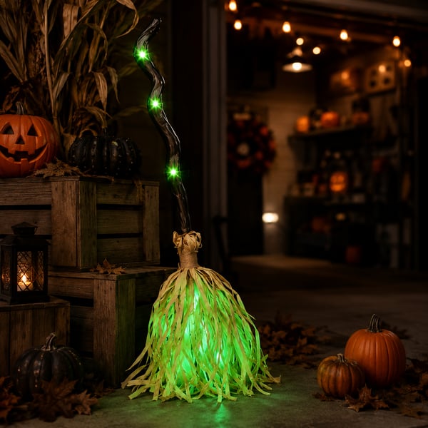 ⭐Animated Moving Witch Broom Light‑Sound‑Motion