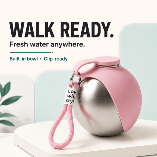 Portable Dog Water Bottle with Built-In Bowl