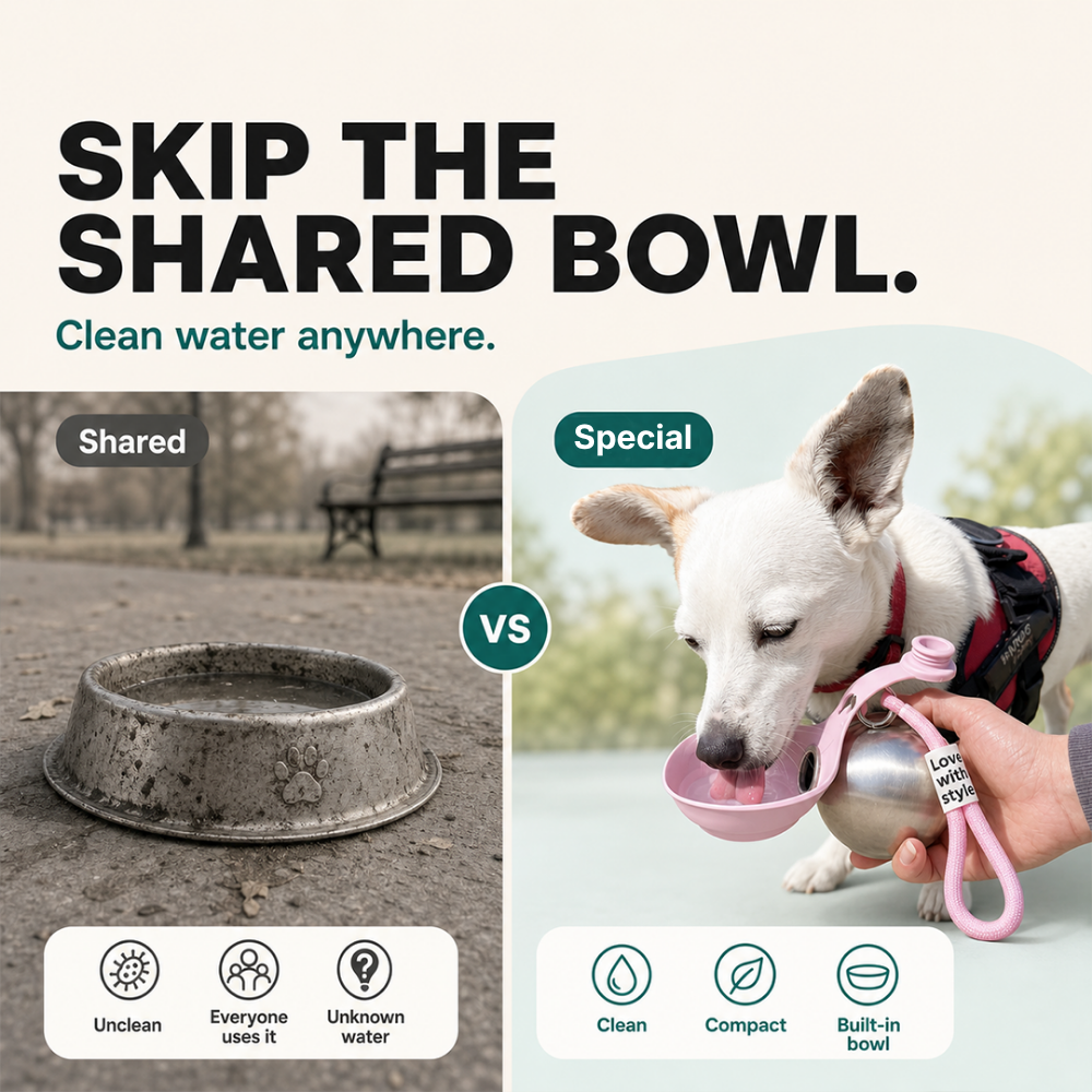 Portable Dog Water Bottle with Built-In Bowl
