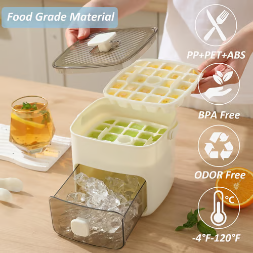 Portable One-Touch Ice Release Tray with Lid & Storage Box