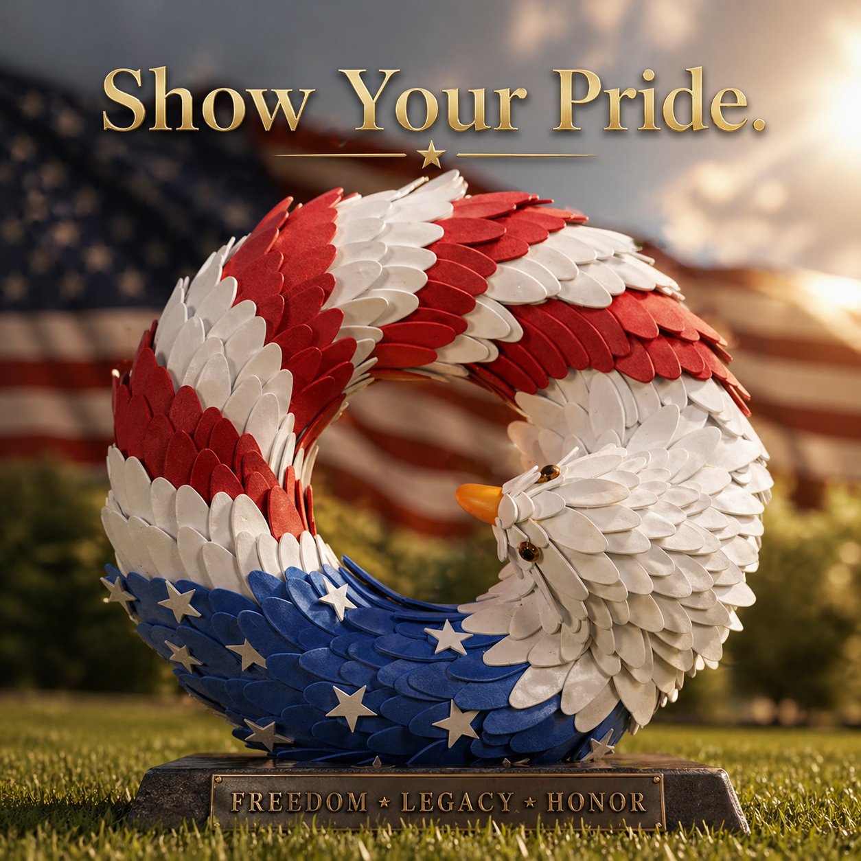🔥Let Pride Soar at Your Door: The 3D Patriotic Eagle Wreath