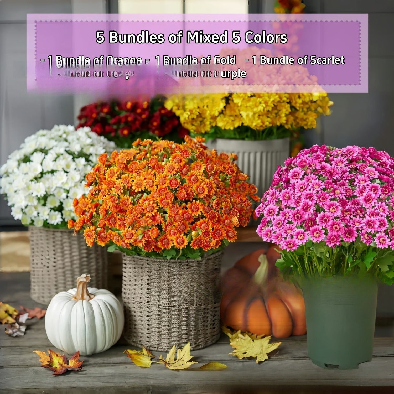 🏆Flash Sale⚡Artificial Outdoor Sunset Mums Flowers 🌻- UV resistant, Waterproof, Windproof 💧